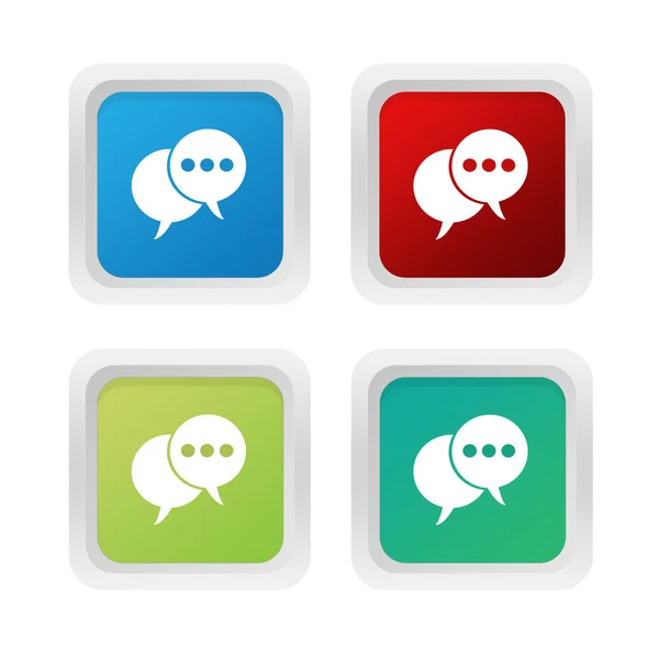 Set of squared colorful buttons with bubble speeches symbol — Stock Photo, Image