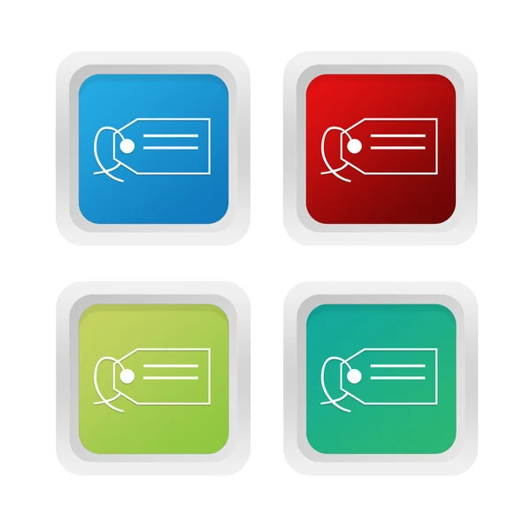 Set of squared colorful buttons with label symbol — Stock Photo, Image