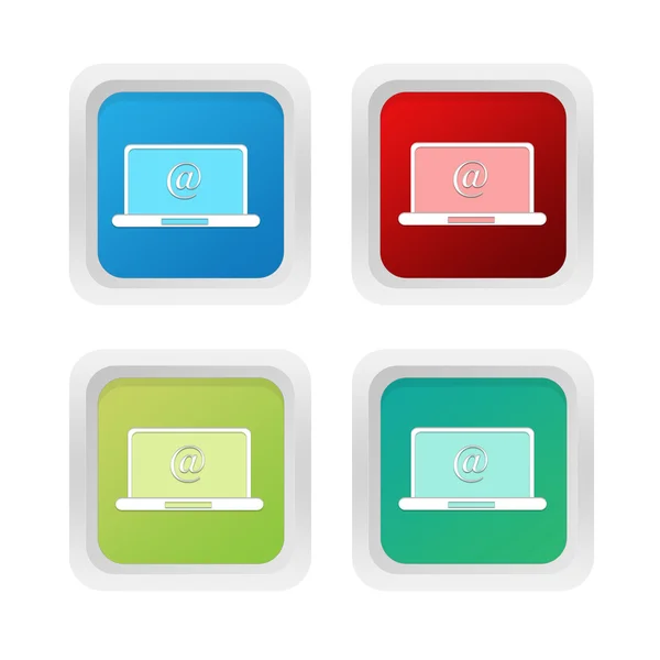 Set of squared colorful buttons with computer symbol — Stock Photo, Image