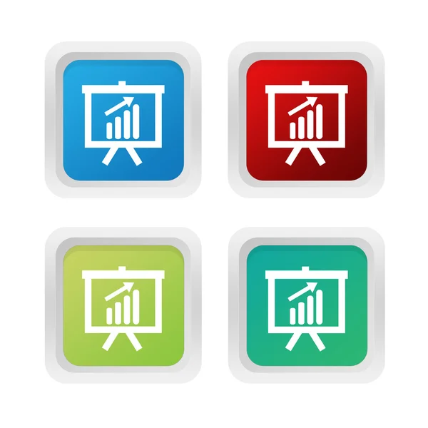 Набір квадратних барвистих кнопок з символом презентації — стокове фото