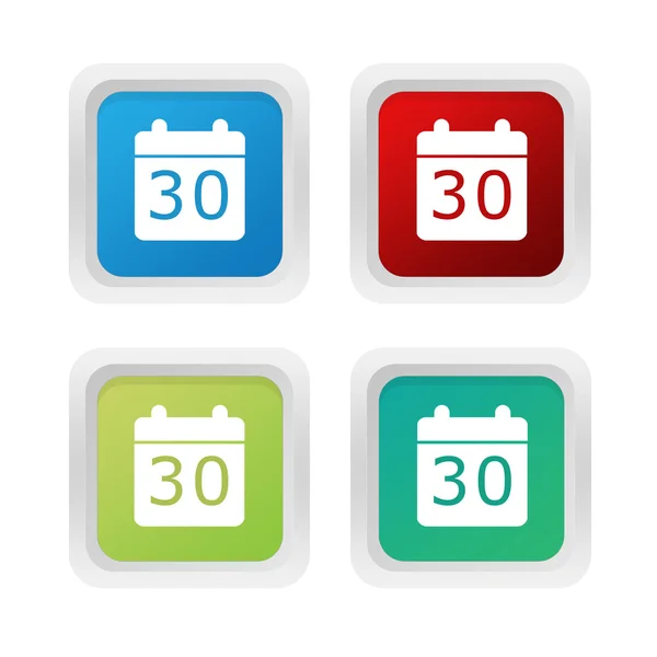 Set of squared colorful buttons with calendar symbol — Stock Photo, Image