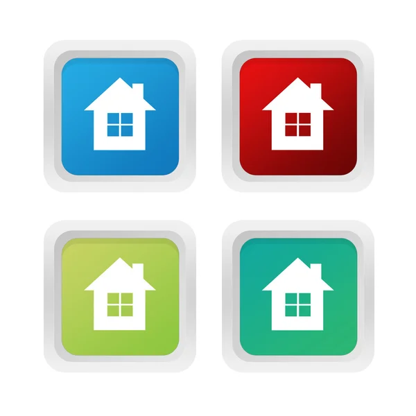 Set of squared colorful buttons with house symbol — Stock Photo, Image