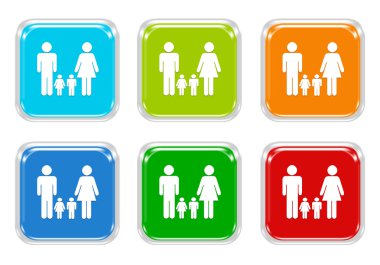 Bazı renklerde aile simgesiyle kare renkli düğmelerinin ayarla