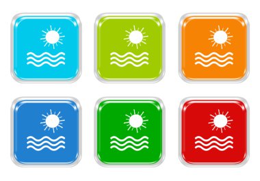 plaj simgesi olan kare renkli düğmelerinin ayarla