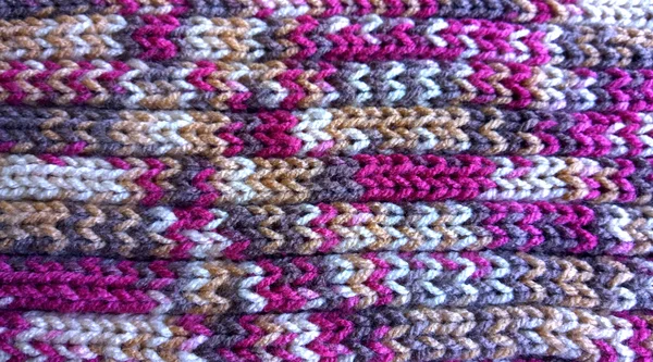 Texture of knitting wool in pink and brown colors — Stock Photo, Image