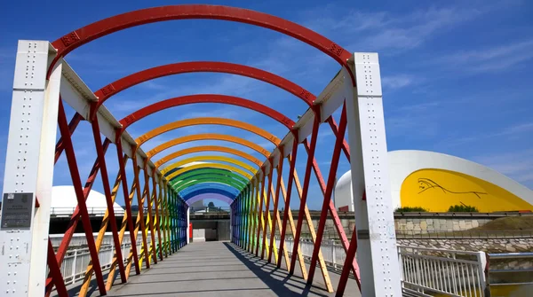 Bridge to access to Niemeyer Center building, in Aviles, Spain — Stock Photo, Image