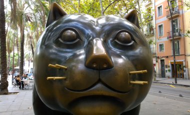 Kedi heykel Barcelona, İspanya