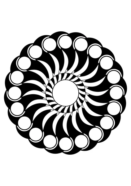 Diseño abstracto circular en blanco y negro con objetos curvos — Foto de Stock