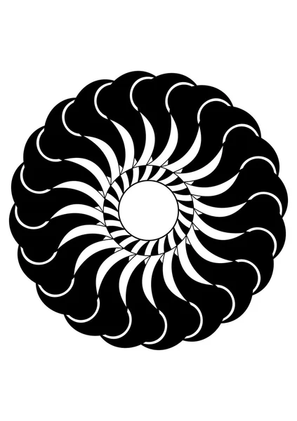 Kreisförmige Schwarz-Weiß-Abstraktion mit geschwungenen Objekten — Stockfoto