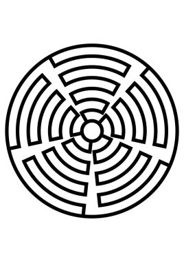 Eğri nesnelerle dairesel siyah ve beyaz soyut tasarım