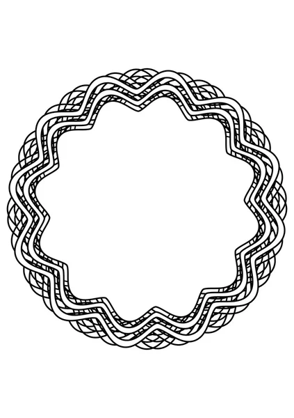 Circulaire zwart-wit abstract ontwerp met gebogen objecten — Stockfoto