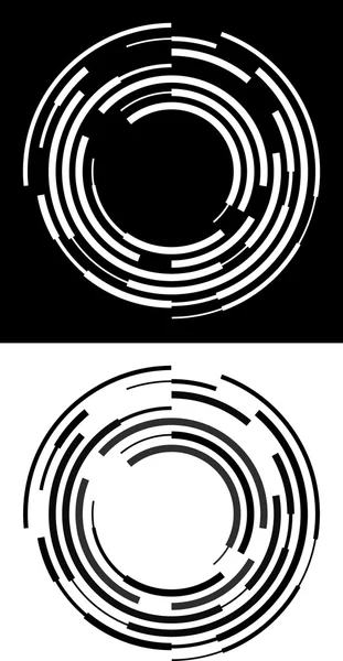 Círculos rotos abstractos en blanco y negro — Archivo Imágenes Vectoriales