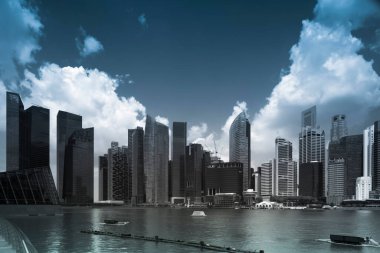 Singapur 'daki Singapur Merkez İş Bölgesi (CBD) Panoraması.