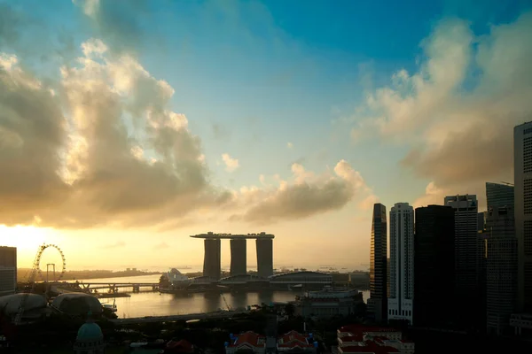 Небоскреб Делового Района Сингапура Офисный Небоскреб Время Восхода Солнца Бухте — стоковое фото