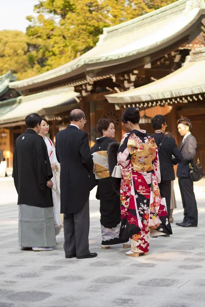 Mujer Japonesa Kimono Para Una Celebración Una Ceremonia Boda Típica — Foto de Stock