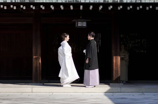 Japanese Woman Kimono Celebration Typical Wedding Ceremony Meiji Jingu Shrine — Stock Photo, Image