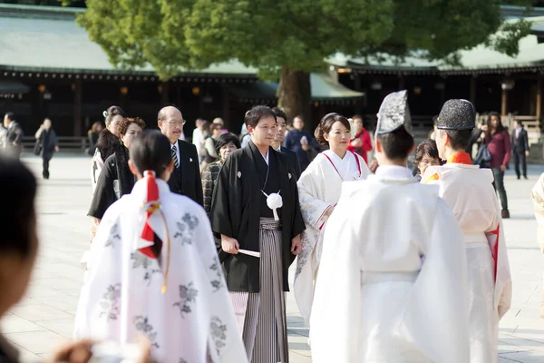 Mujer Japonesa Kimono Para Una Celebración Una Ceremonia Boda Típica — Foto de Stock