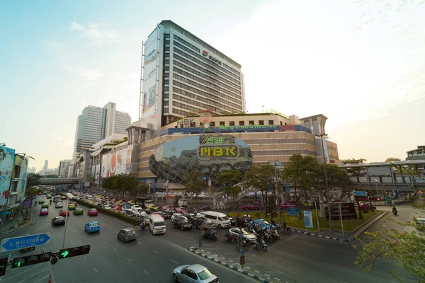 Rama Caddesinde Trafik Sıkışık Bangkok Tayland Pathumwan Kavşağında — Stok fotoğraf