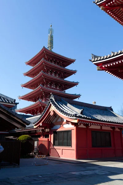 Сцена Пагоды Храма Сэнсо Дзи Асакусе Токио Япония — стоковое фото