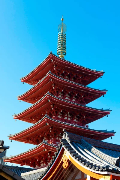 Сцена Пагоды Храма Сэнсо Дзи Асакусе Токио Япония — стоковое фото