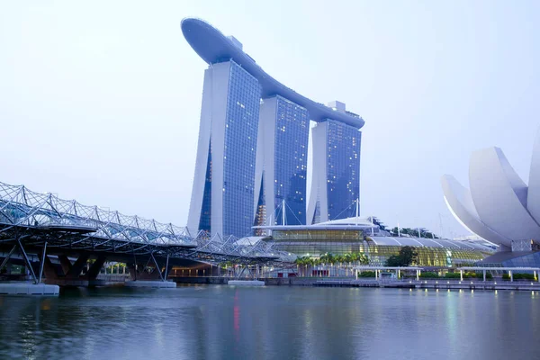 Vue Nocturne Marina Bay Sands Resort Nouvelle Icône Horizon Singapour — Photo