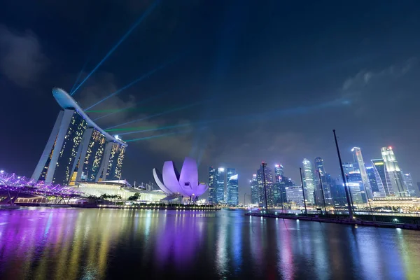 Ночной Вид Курорт Marina Bay Sands Новая Икона Силуэта Сингапура — стоковое фото