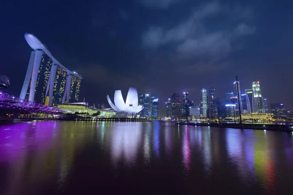 Vista Nocturna Marina Bay Sands Resort Nuevo Icono Del Horizonte — Foto de Stock