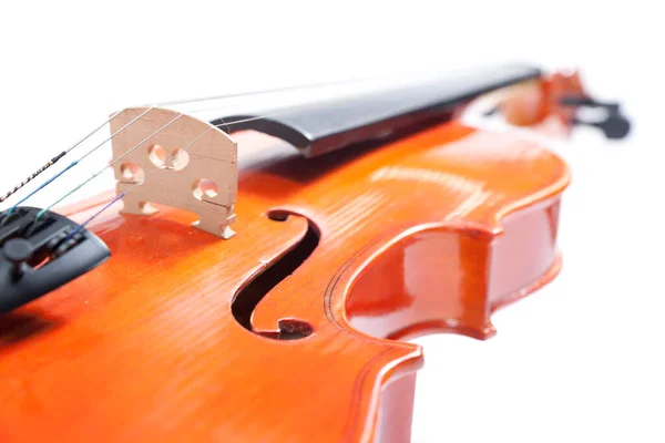 Een Deel Van Oude Viool Witte Achtergrond Cello Close Van — Stockfoto