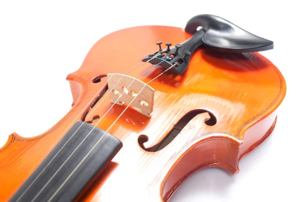 Een Deel Van Oude Viool Witte Achtergrond Cello Close Van — Stockfoto