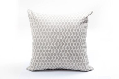Beyaz arka planda lüks gri yastık.