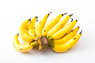 İzole edilmiş Lebmuernang muz beyaz arka planda güzel sarı.