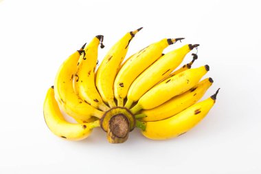 İzole edilmiş Lebmuernang muz beyaz arka planda güzel sarı.