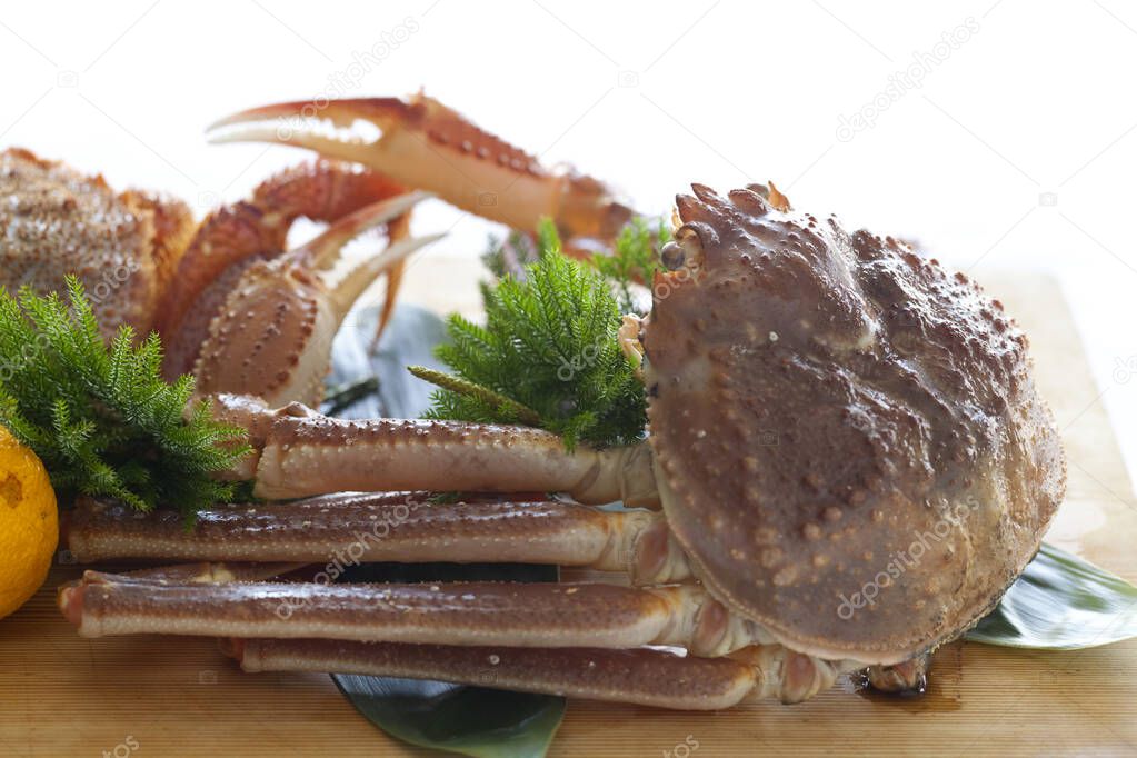 Hokkaido crab and hair crab for Japanese food on white background.