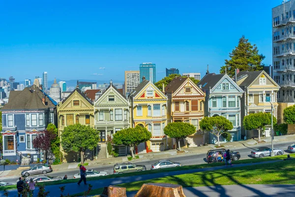 Colorida Fachada Siete Hermanas Plaza Alamos San Francisco — Foto de Stock