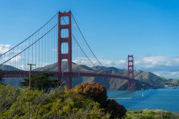 Golden Gate Bridge Fort Point Fine Winter Morning Backdrop Blue — Stock Photo, Image