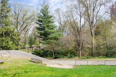 New York, ABD - 26 Nisan 2018: İnsanlar 26 Nisan 2018 'de ABD' nin New York kentindeki Central Park 'ta bahar havasının tadını çıkarmaya başladılar.