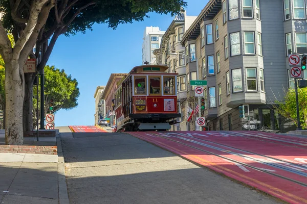 Los Pasajeros Disfrutan Paseo Teleférico San Francisco California — Foto de Stock