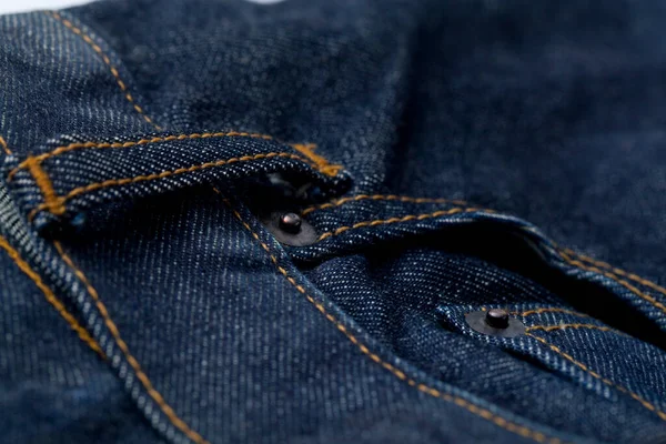 Calça Jeans Jeans Azul Com Costura Amarela Close Jean Moda — Fotografia de Stock