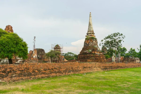 Rovinato Wat Mahathat Nel Parco Storico Ayutthaya Ayutthaya Thailandia — Foto Stock