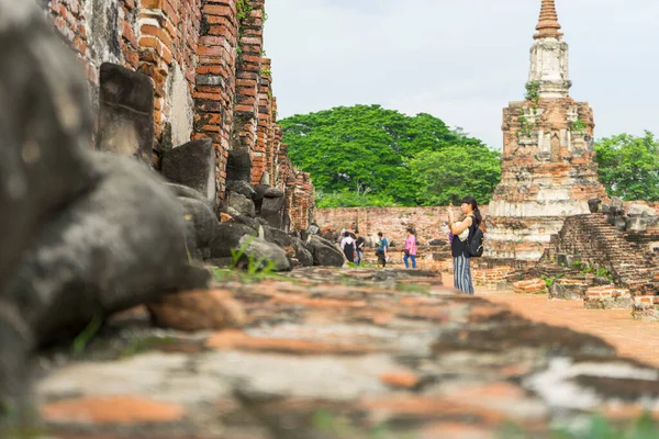 Καταστράφηκε Του Wat Mahathat Στο Ιστορικό Πάρκο Ayutthaya Ayutthaya Ταϊλάνδη — Φωτογραφία Αρχείου