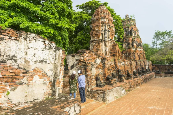 Rovinato Wat Mahathat Nel Parco Storico Ayutthaya Ayutthaya Thailandia — Foto Stock