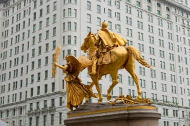New York 'taki William Tecumseh Sherman' ın binicilik heykeli..