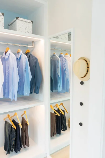 Large Open Wardrobe Closet Stylish Clothes Home Stuff — Stock Photo, Image