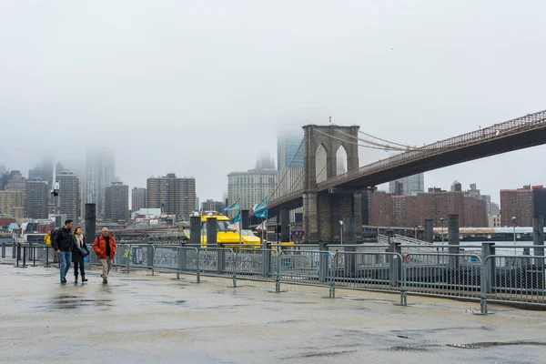 Brooklin Bridge Manhattan Raining Day Nova Iorque Eua — Fotografia de Stock