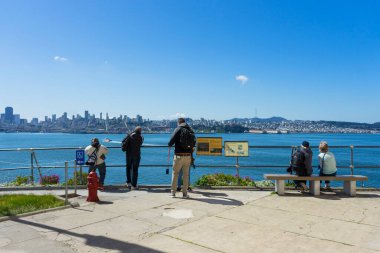 SAN FRANCISCO,CALIFORNIA - April 17,2018 : Many tourist walking in the Alcatraz Island in San Francisco on April 20,2018. The Alcatraz island was a federal prison from 1933 until 1963.