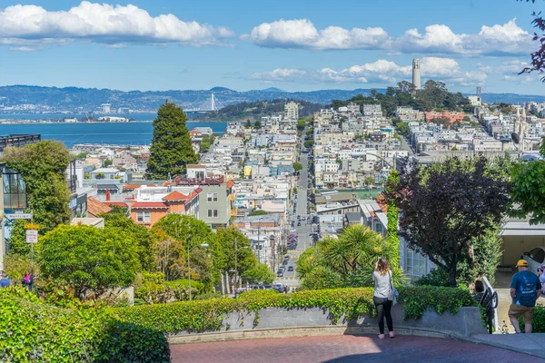 View Lombard Street Sunny Day San Francisco Usa — Stock Photo, Image