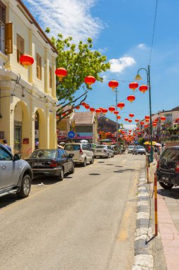 Penang, Malezya 'da Sun Yat Sen Müzesi önündeki sokak manzarası