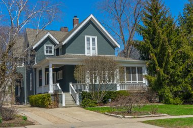 Evanston, IL, ABD 'deki Klasik Aile Evi Manzarası