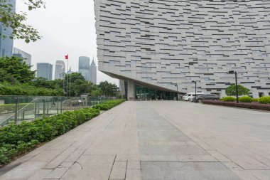 Guangzhou 'nun dış görünüşü Yeni kütüphane Guangzhou, Çin