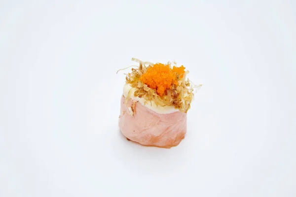 Japonês Nigiri Sushi Arroz Sushi Com Salmão Isolado Sobre Fundo — Fotografia de Stock